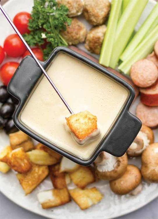 Browned Keto Butter Cheese Fondue - low carb fondue